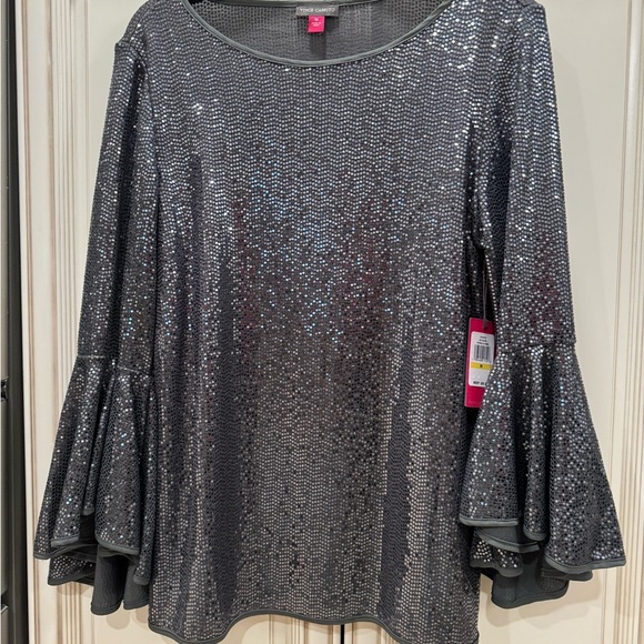 Silver Sequin Bell Sleeve Top - Picture 10 of 16